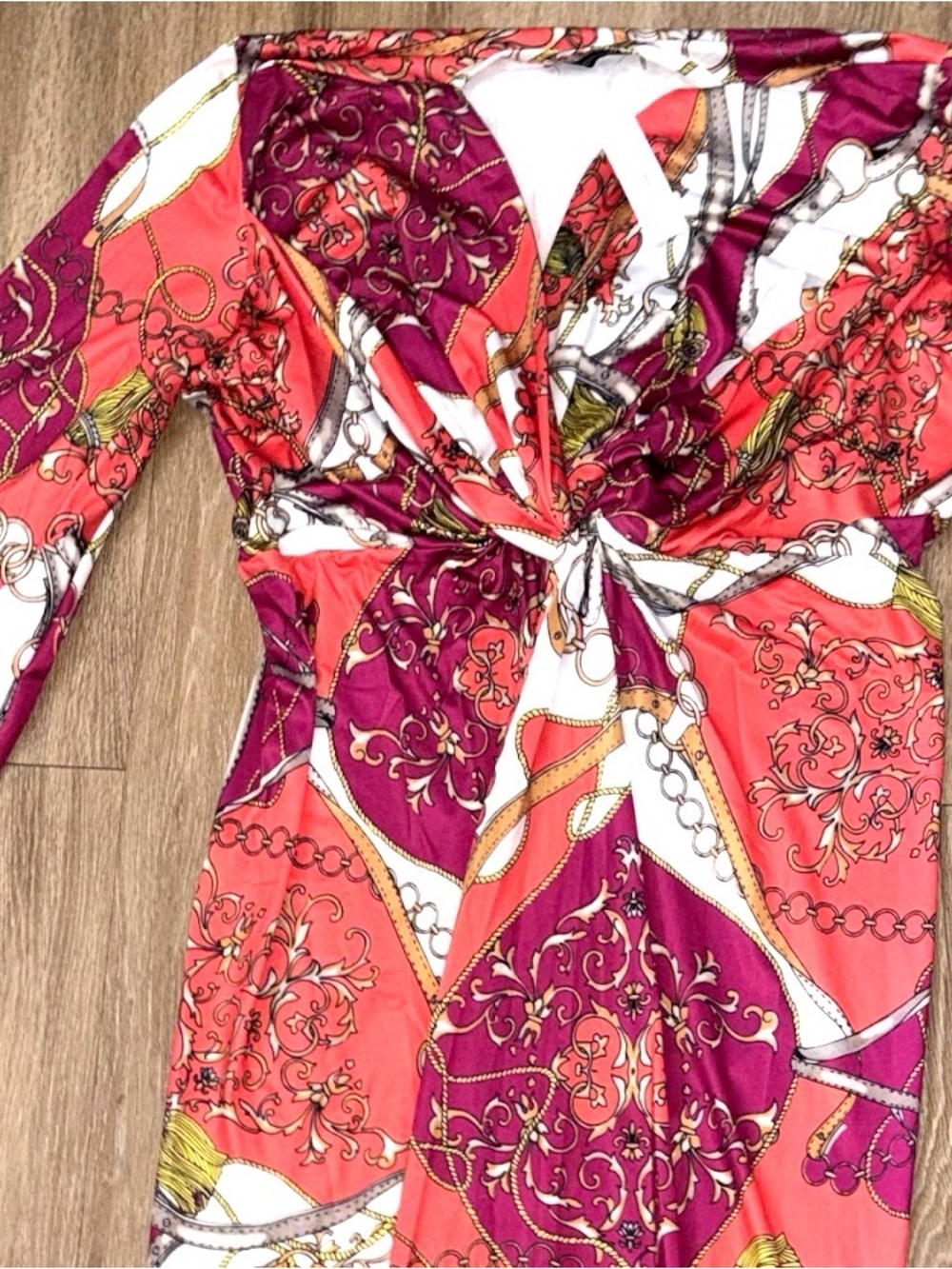 Good Time USA Chain Print Knot Front Maxi Dress 3XL NWT Coral b110